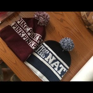 2 Victoria’s Secret PINK Winter Beanie Hats